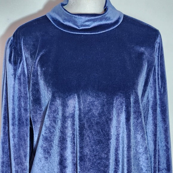 Ryegrass Blue Velour Long Sleeve Mock Neck Top NWT Size XXL