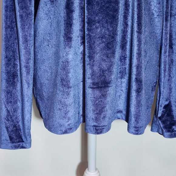 Ryegrass Blue Velour Long Sleeve Mock Neck Top NWT Size XXL