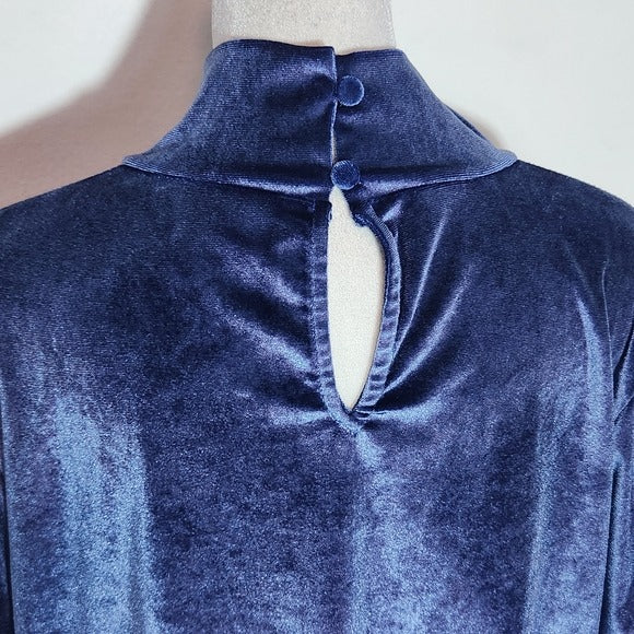 Ryegrass Blue Velour Long Sleeve Mock Neck Top NWT Size XXL