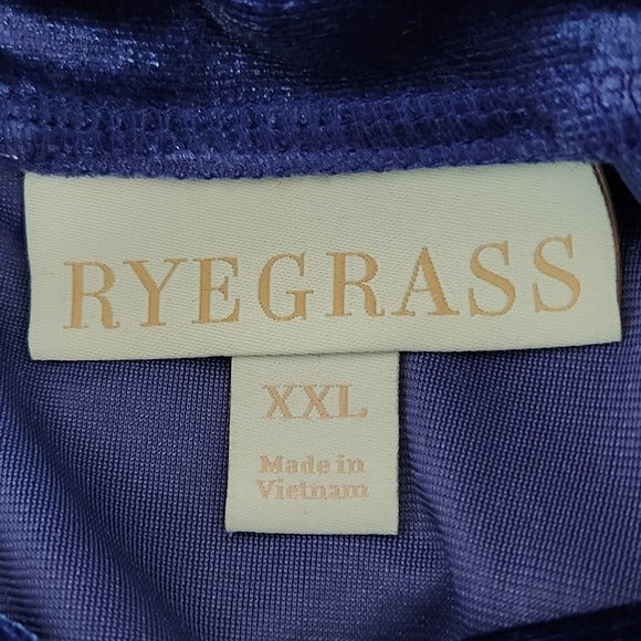 Ryegrass Blue Velour Long Sleeve Mock Neck Top NWT Size XXL