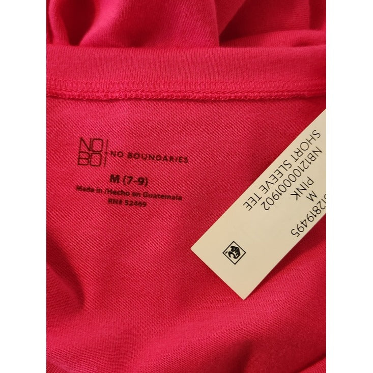 No Boundaries Hot Pink Fitted Short Sleeve Tee Size Medium 7-9 NWT