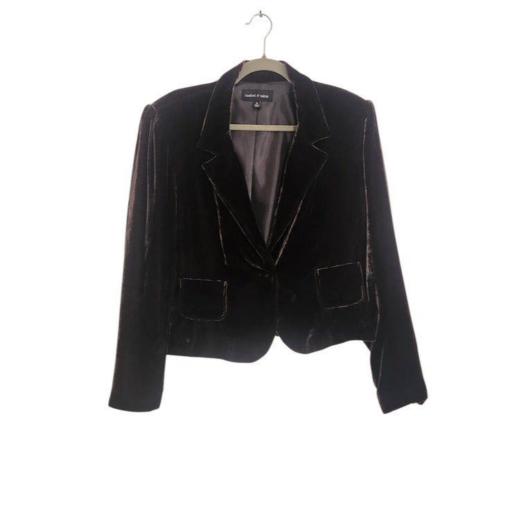 Isabel and Nina Boxy Brown Velvet Blazer Jacket Size 16