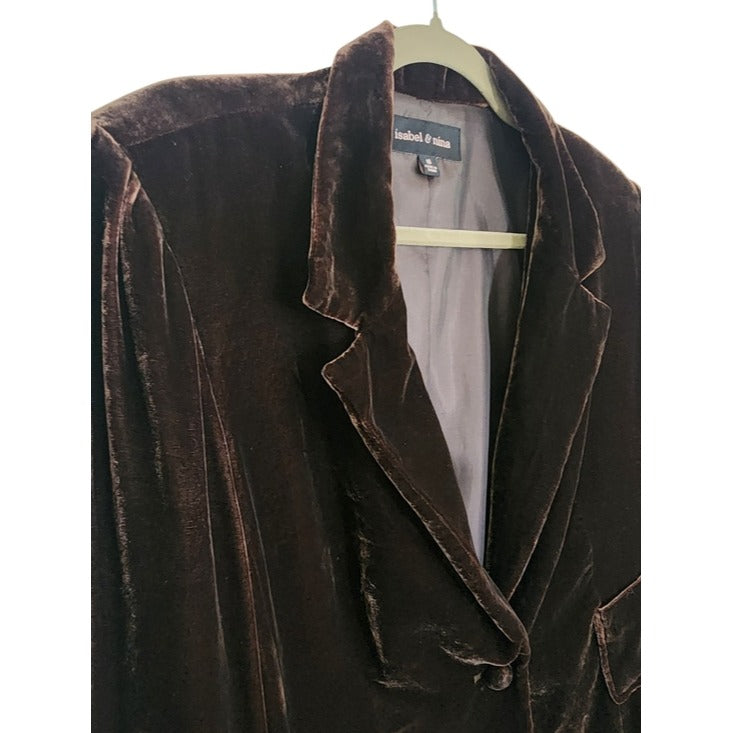 Isabel and Nina Boxy Brown Velvet Blazer Jacket Size 16
