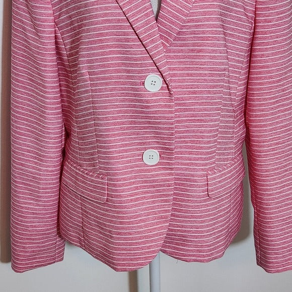 Le Suit Women's Pink Striped Blazer Size 14 Pink and White Blazer