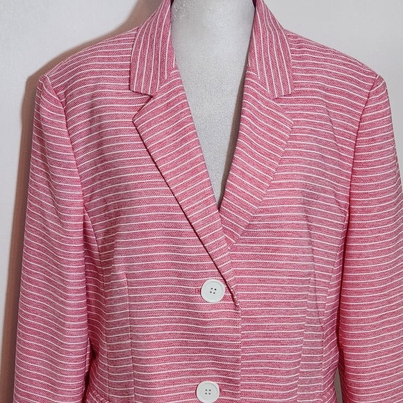 Le Suit Women's Pink Striped Blazer Size 14 Pink and White Blazer