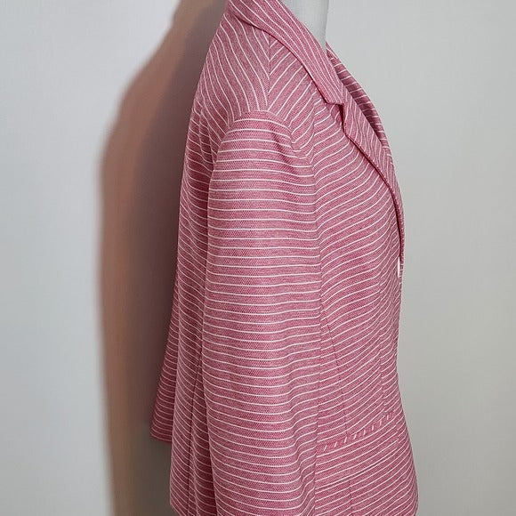 Le Suit Women's Pink Striped Blazer Size 14 Pink and White Blazer