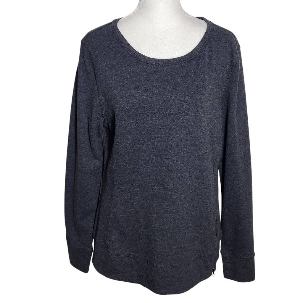 Jillian Micheals Long Sleeve Gray Sporty Knit Top Size Large Gray Athletic Top