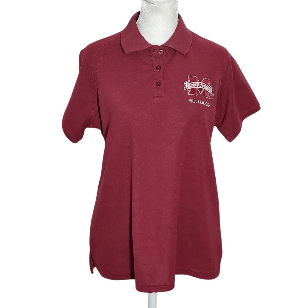 Chestnut Hill Womens Mississippi State Bulldogs Burgundy Polo Shirt Size Medium