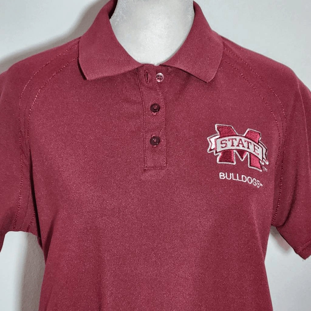 Chestnut Hill Womens Mississippi State Bulldogs Burgundy Polo Shirt Size Medium