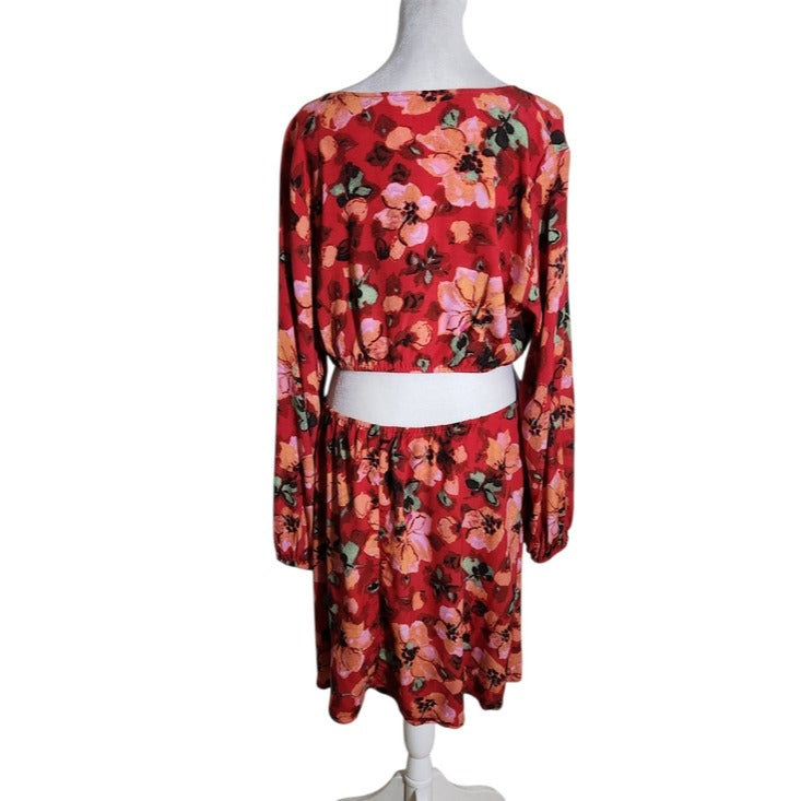 H&M Red Floral Cutout Mini Dress Size Large NWT