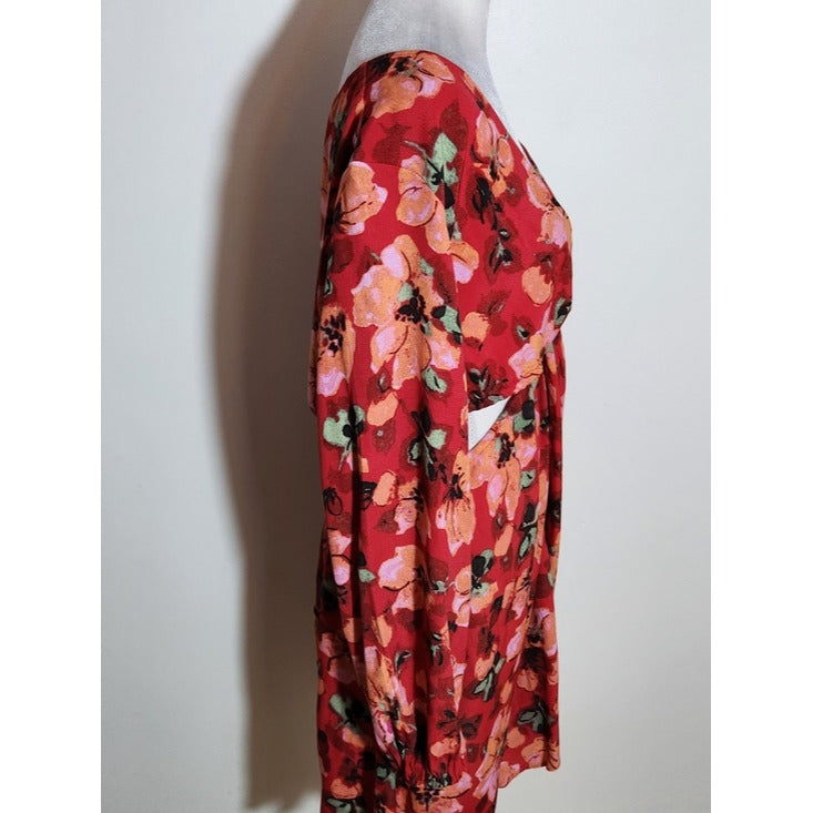 H&M Red Floral Cutout Mini Dress Size Large NWT