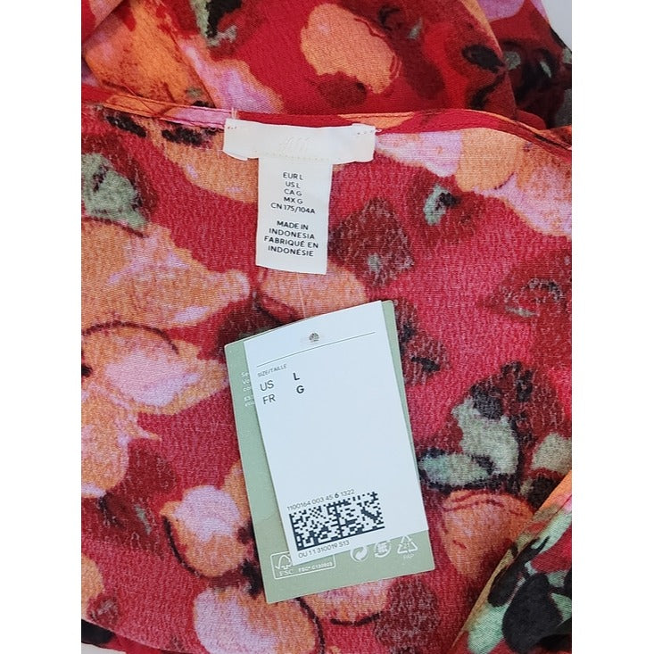 H&M Red Floral Cutout Mini Dress Size Large NWT