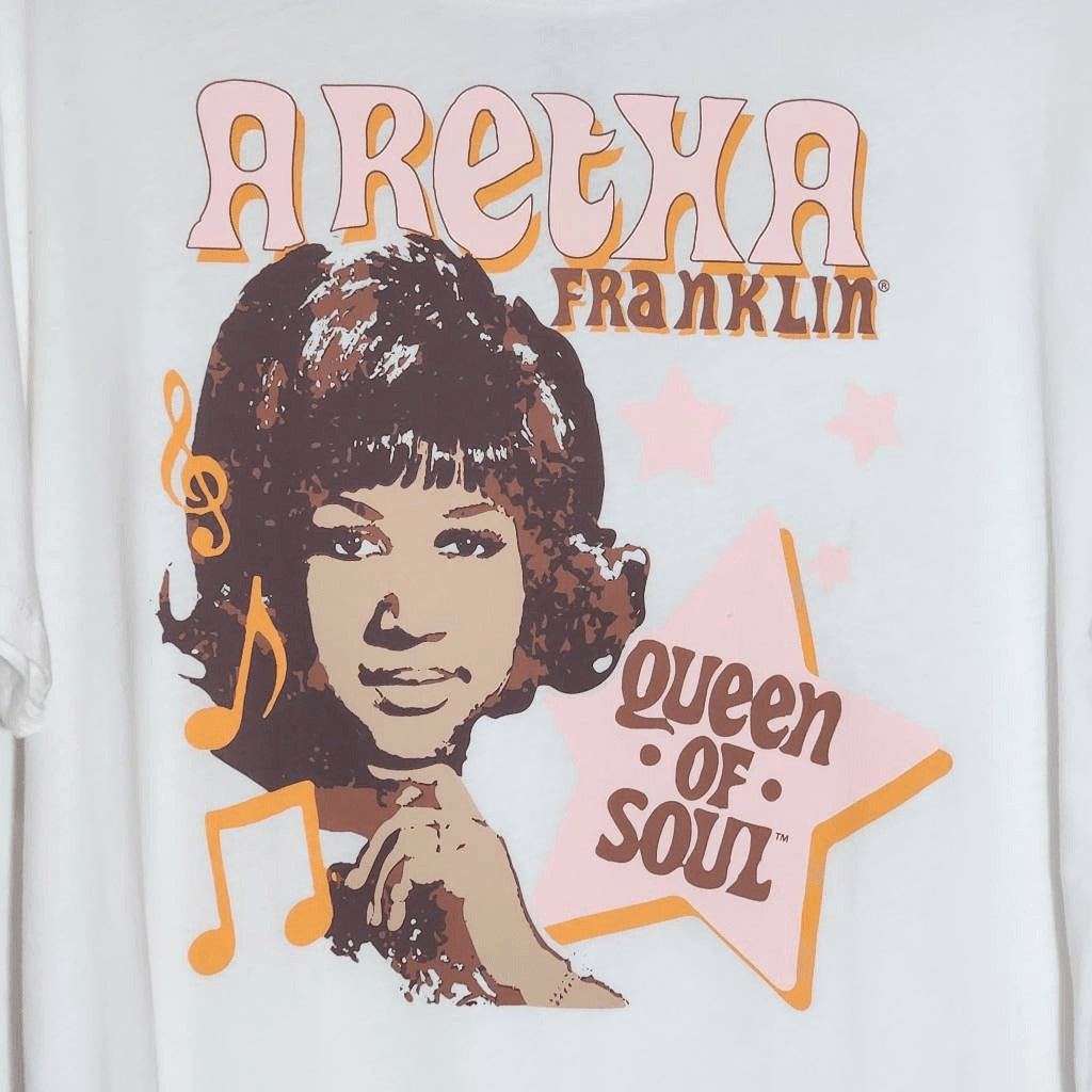 Aretha Franklin T-Shirt NWT Size Medium White Short Sleeve Aretha Franklin Tee