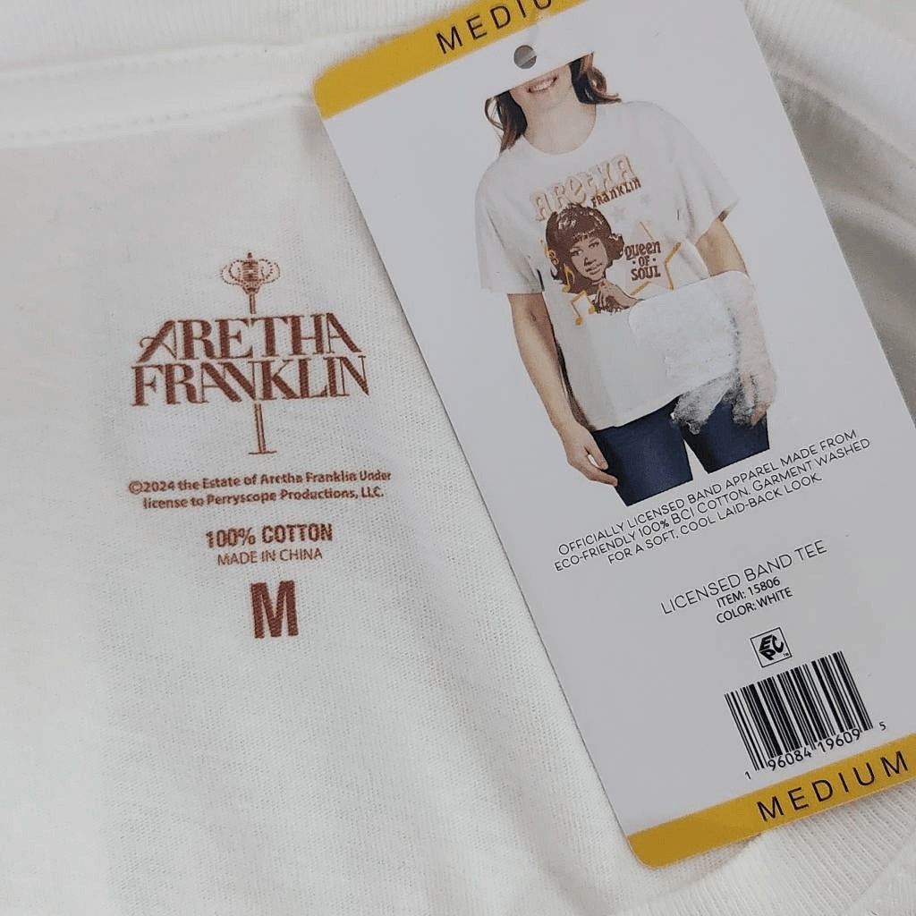 Aretha Franklin T-Shirt NWT Size Medium White Short Sleeve Aretha Franklin Tee
