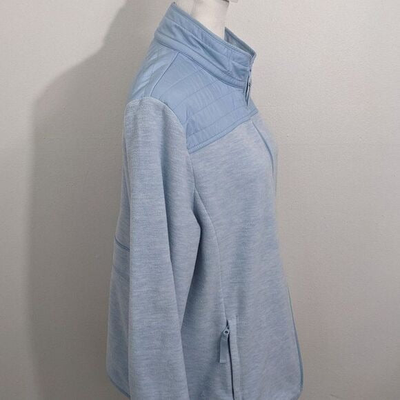 Talbots Blue Zip-Up Fleece Jacket Size Large Blue Quilted Fleece Jacket