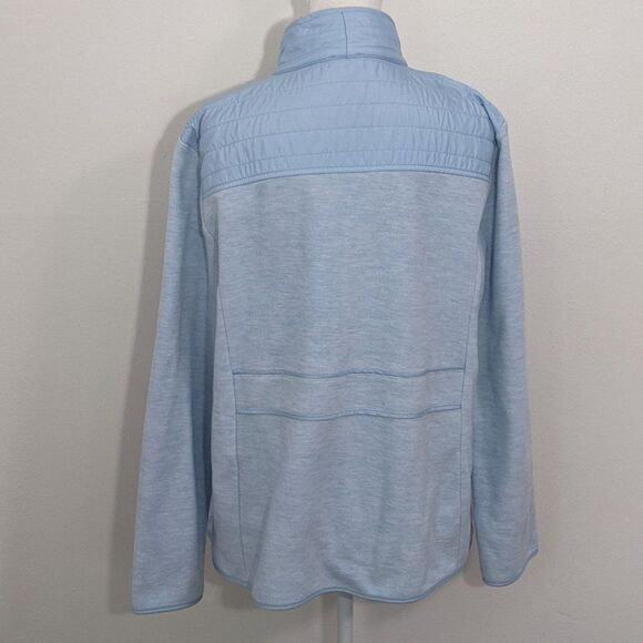 Talbots Blue Zip-Up Fleece Jacket Size Large Blue Quilted Fleece Jacket