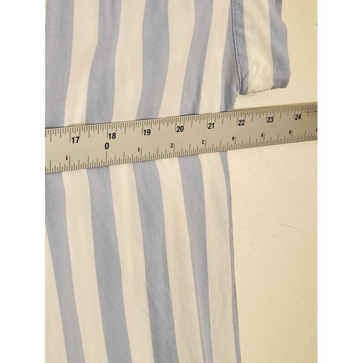 Jane + Delancey Blue and White Striped Button-Up Blouse Size Large