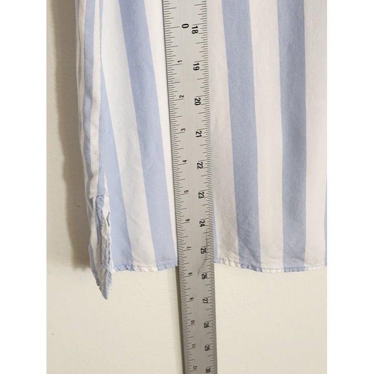 Jane + Delancey Blue and White Striped Button-Up Blouse Size Large
