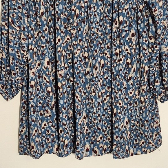 Umgee Blue and Brown Floral Mini Dress Size Small