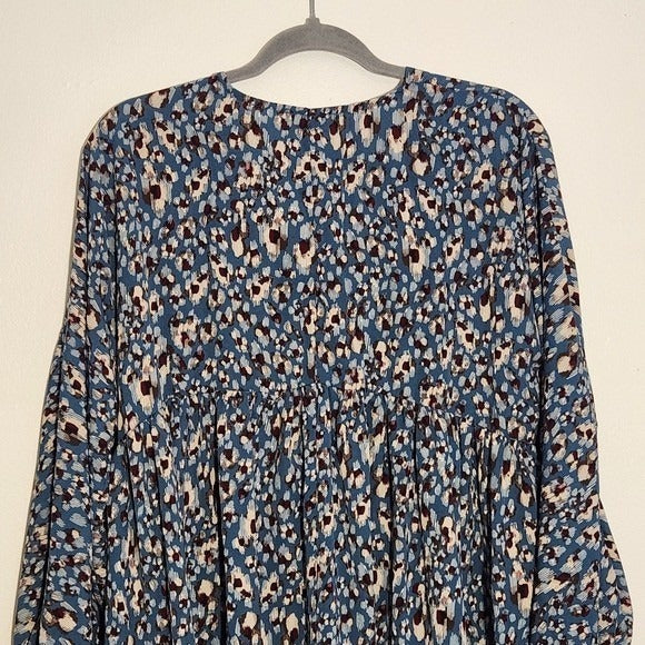Umgee Blue and Brown Floral Mini Dress Size Small