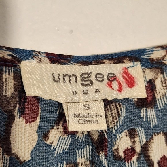 Umgee Blue and Brown Floral Mini Dress Size Small