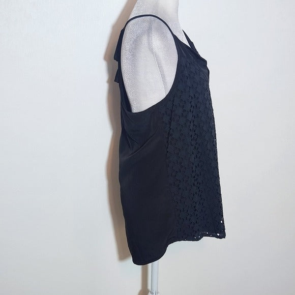 Athleta Black Eyelet Lace Sleeveless Top Size Small