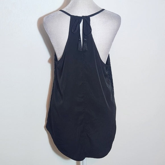 Athleta Black Eyelet Lace Sleeveless Top Size Small