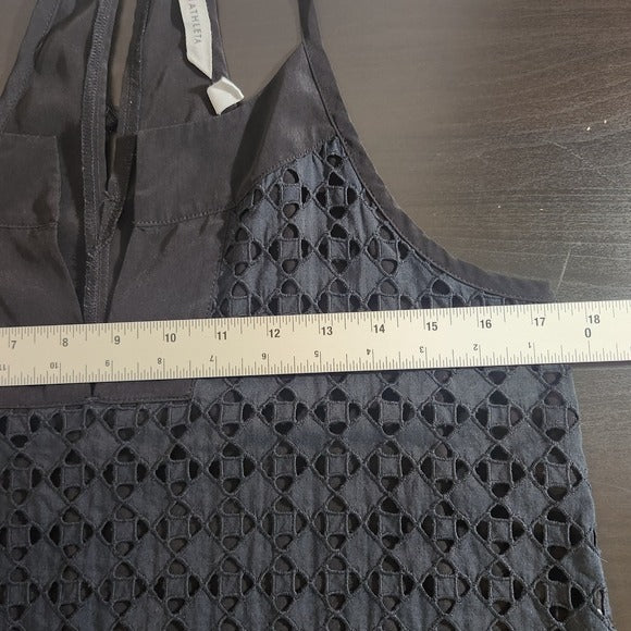 Athleta Black Eyelet Lace Sleeveless Top Size Small