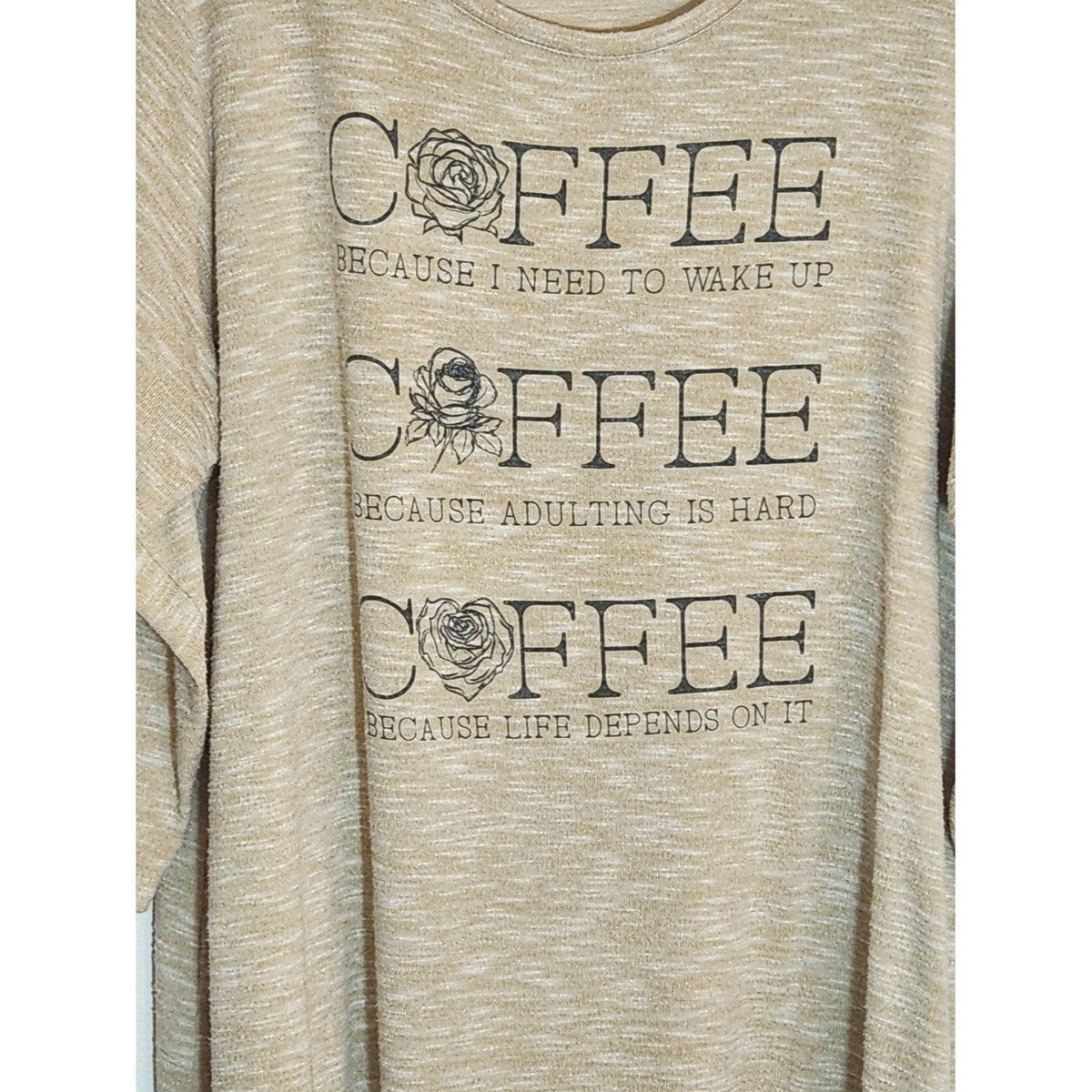 Cato Beige Textured Coffee Graphic Tee Size 18/20W
