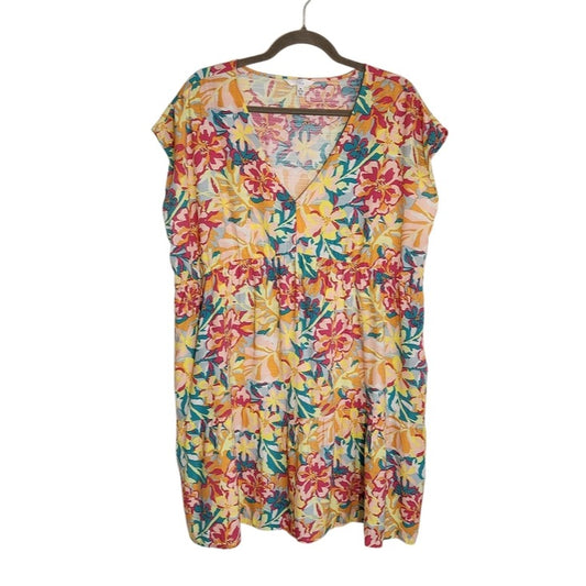 Time and Tru Multi-Color Floral Print Tiered Mini Dress Size Medium (8-10)