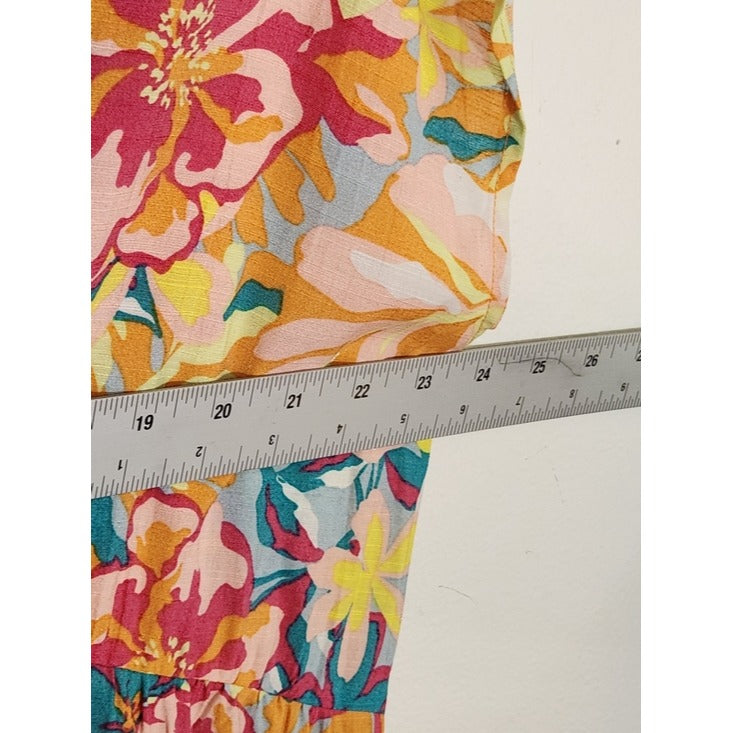 Time and Tru Multi-Color Floral Print Tiered Mini Dress Size Medium (8-10)