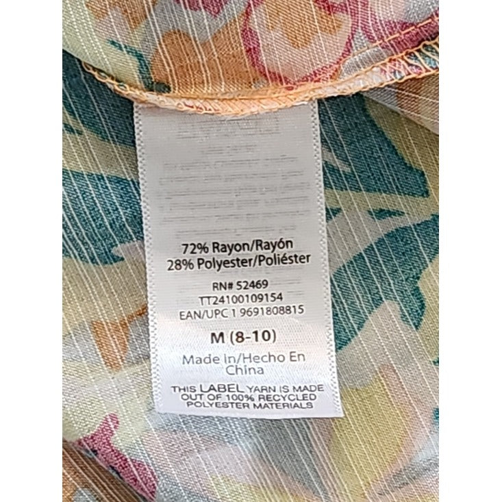 Time and Tru Multi-Color Floral Print Tiered Mini Dress Size Medium (8-10)