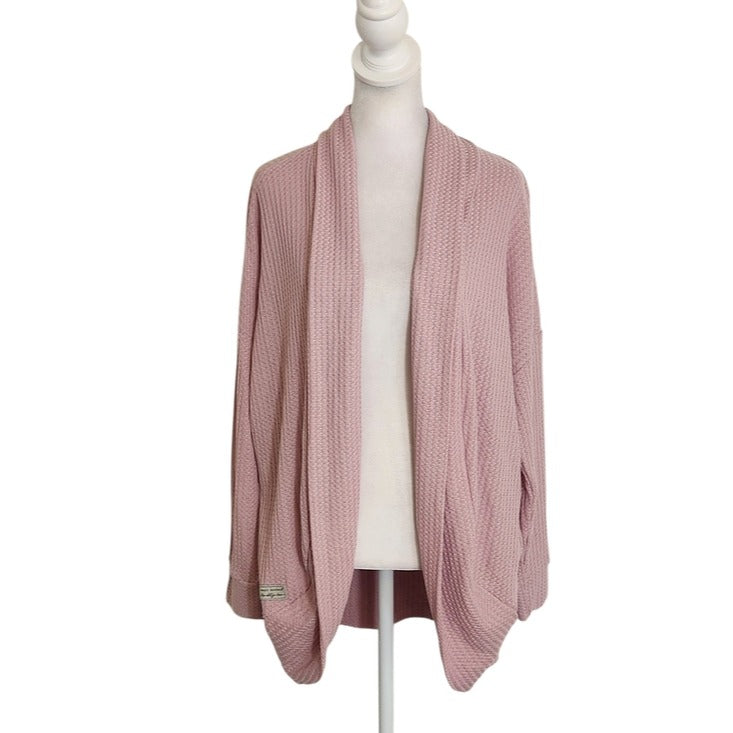 Simply Southern Pink Waffle Knit Open Cardigan Size Medium