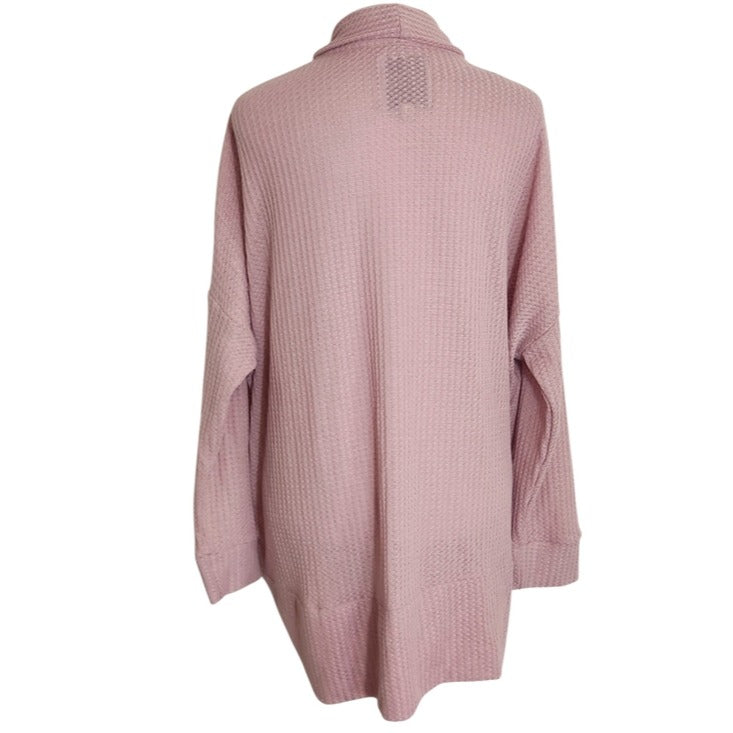 Simply Southern Pink Waffle Knit Open Cardigan Size Medium