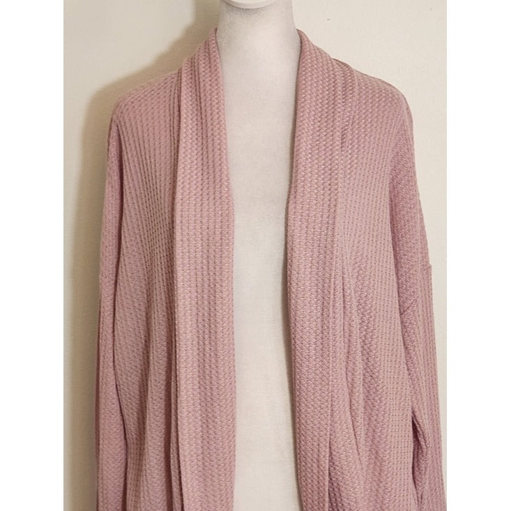 Simply Southern Pink Waffle Knit Open Cardigan Size Medium