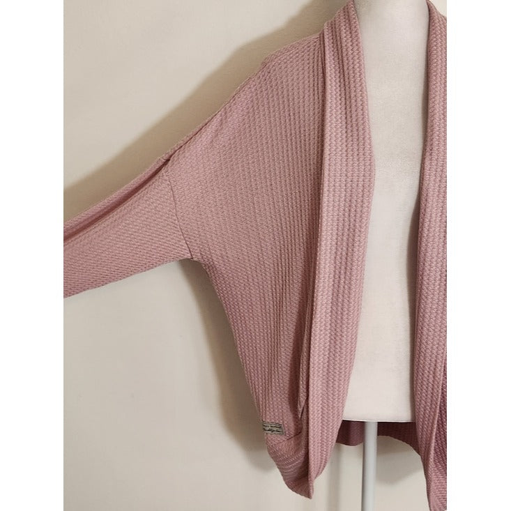 Simply Southern Pink Waffle Knit Open Cardigan Size Medium