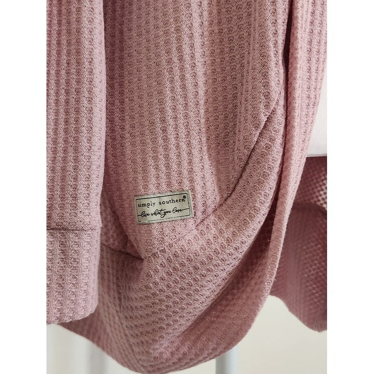 Simply Southern Pink Waffle Knit Open Cardigan Size Medium