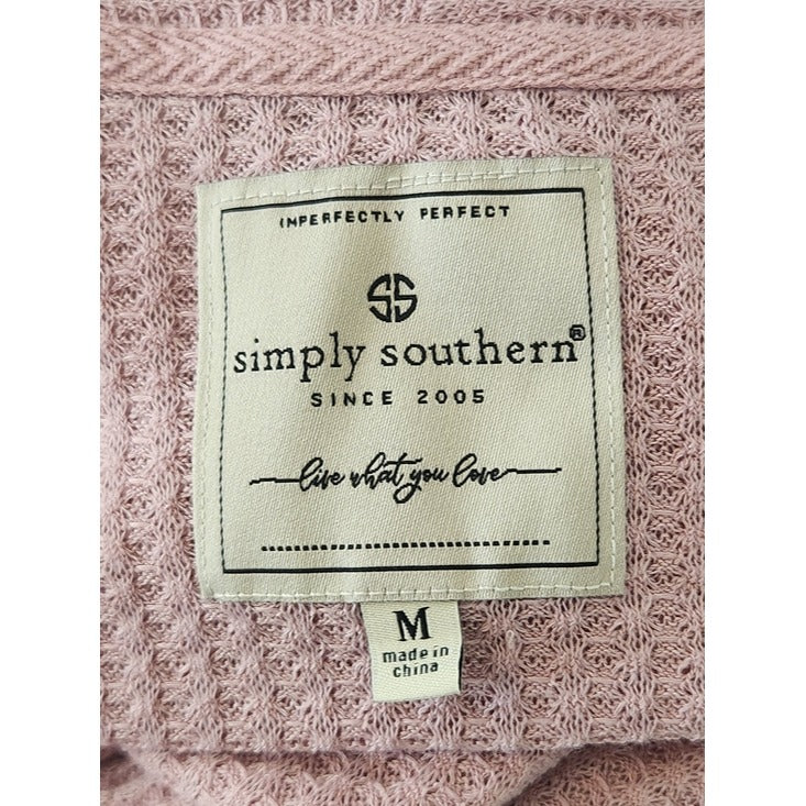 Simply Southern Pink Waffle Knit Open Cardigan Size Medium