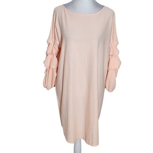 Gianni Bini Peach Ruffle Sleeve Mini Dress NWT Size Medium Wedding Guest Dress