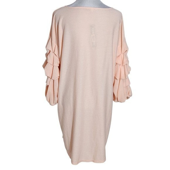 Gianni Bini Peach Ruffle Sleeve Mini Dress NWT Size Medium Wedding Guest Dress