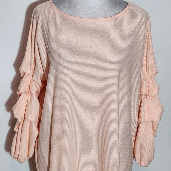 Gianni Bini Peach Ruffle Sleeve Mini Dress NWT Size Medium Wedding Guest Dress