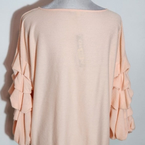 Gianni Bini Peach Ruffle Sleeve Mini Dress NWT Size Medium Wedding Guest Dress