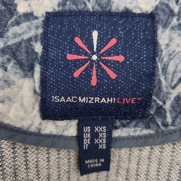 Isaac Mizrahi Blue Floral Quilted Jacket Size XXS Blue Botanic Print Jacket