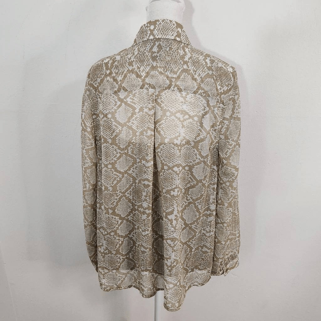 Dana Buchman Tan Snakeskin Print Blouse with Attached Tank Top Size Medium