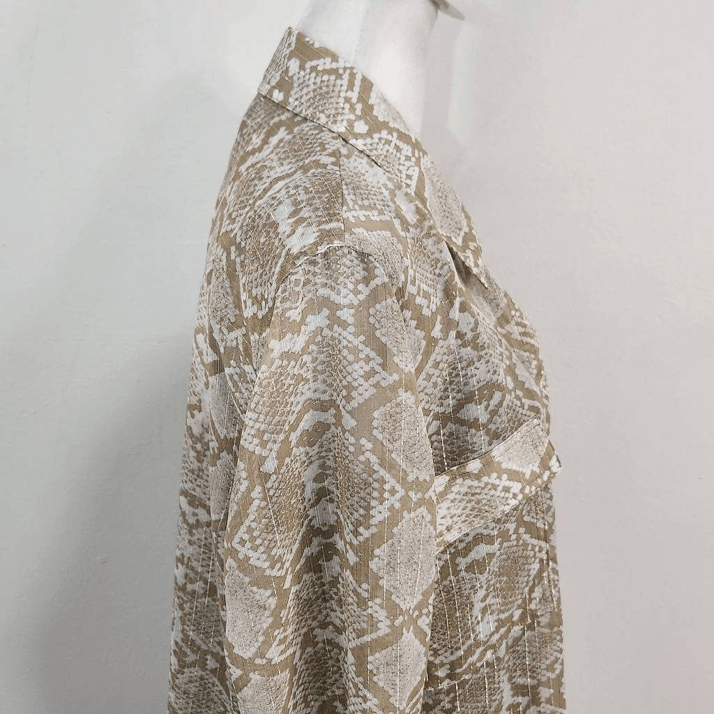 Dana Buchman Tan Snakeskin Print Blouse with Attached Tank Top Size Medium