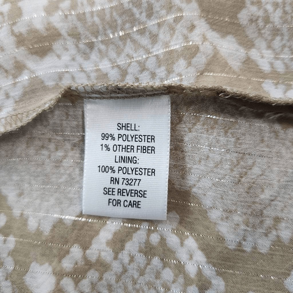 Dana Buchman Tan Snakeskin Print Blouse with Attached Tank Top Size Medium