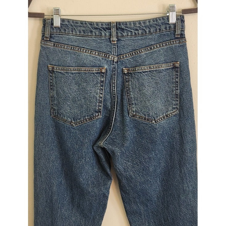 H&M Womens Button-Fly Distressed Straight Leg Jeans Size 6
