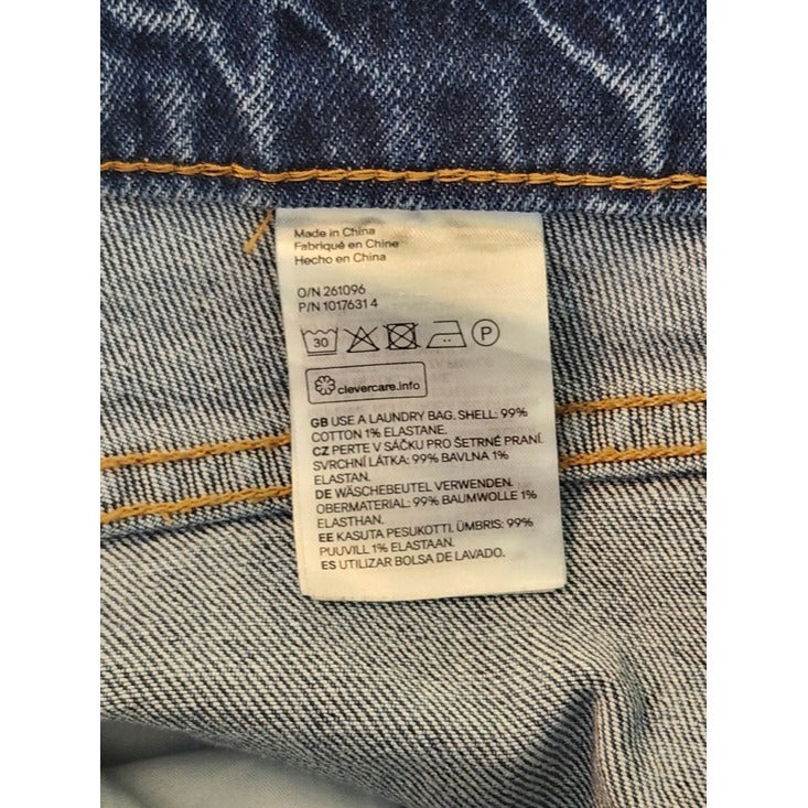 H&M Womens Button-Fly Distressed Straight Leg Jeans Size 6