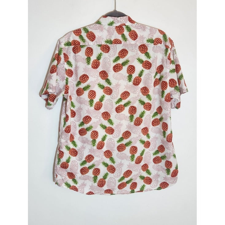 Xi Peng Pink and Green Pineapple Print Button Down Shirt Size Large