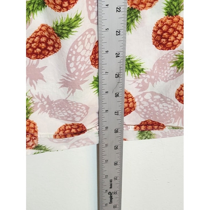 Xi Peng Pink and Green Pineapple Print Button Down Shirt Size Large